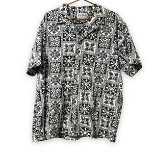 Vintage Rai Nani Black White Button Down Hawaiian Shirt Men’s Size 2XL Cruise